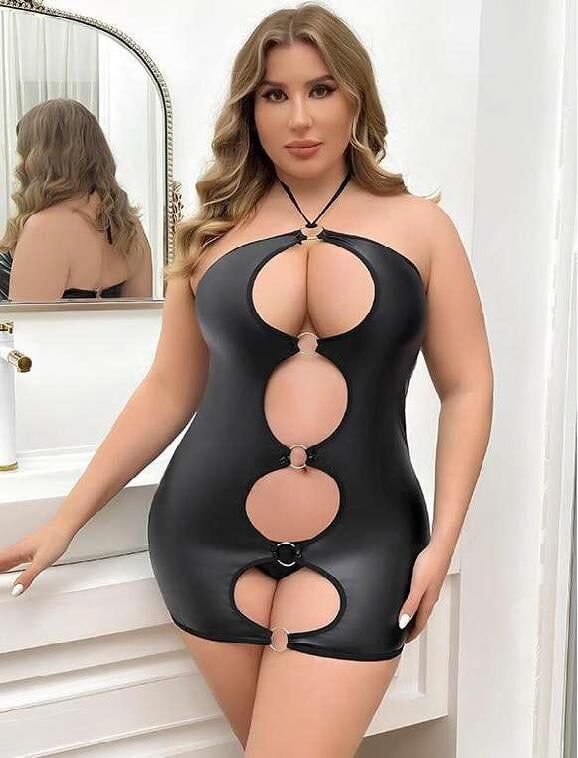 Aria's Closet Büyük Beden Siyah Ön ve Arka Detaylı Fantezi Kostüm