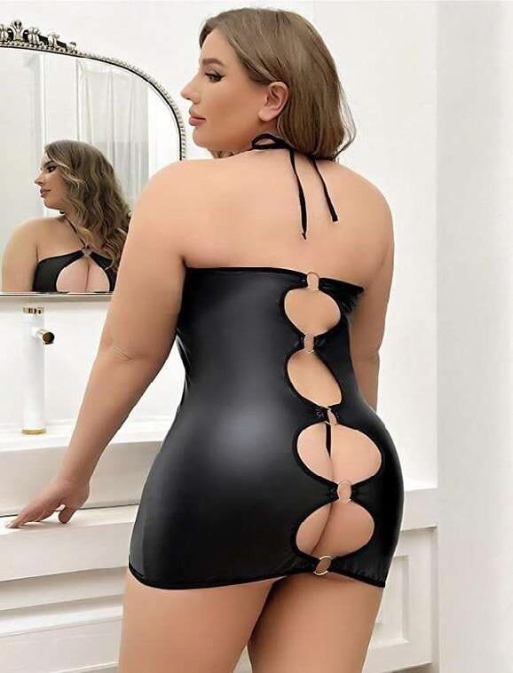 Aria's Closet Büyük Beden Siyah Ön ve Arka Detaylı Fantezi Kostüm