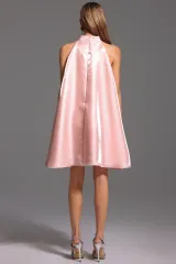 İTHAL Lolic Halter Çiçekli Elmas Mini Elbise