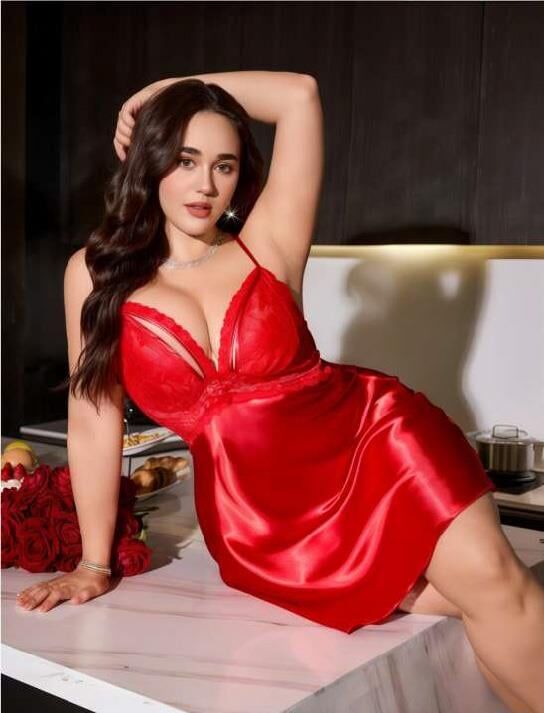 Aria's Closet Büyük Beden Kırmızı Dantel Detaylı Saten Gecelik