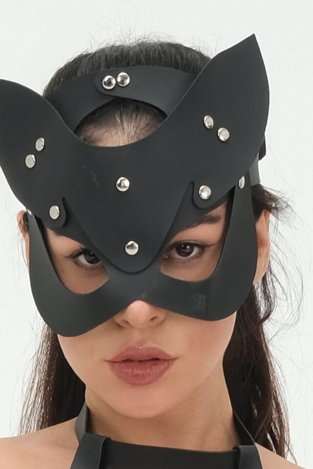 Tavşan Kulaklı Suni Yumuşak Deri Harness Maske 006