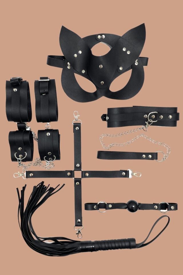 Aria's Closet Siyah 7'li Deri Harness Fantezi Set
