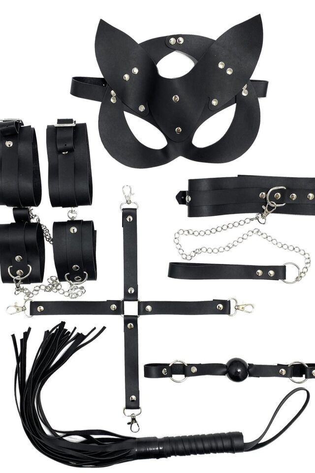 Aria's Closet Siyah 7'li Deri Harness Fantezi Set
