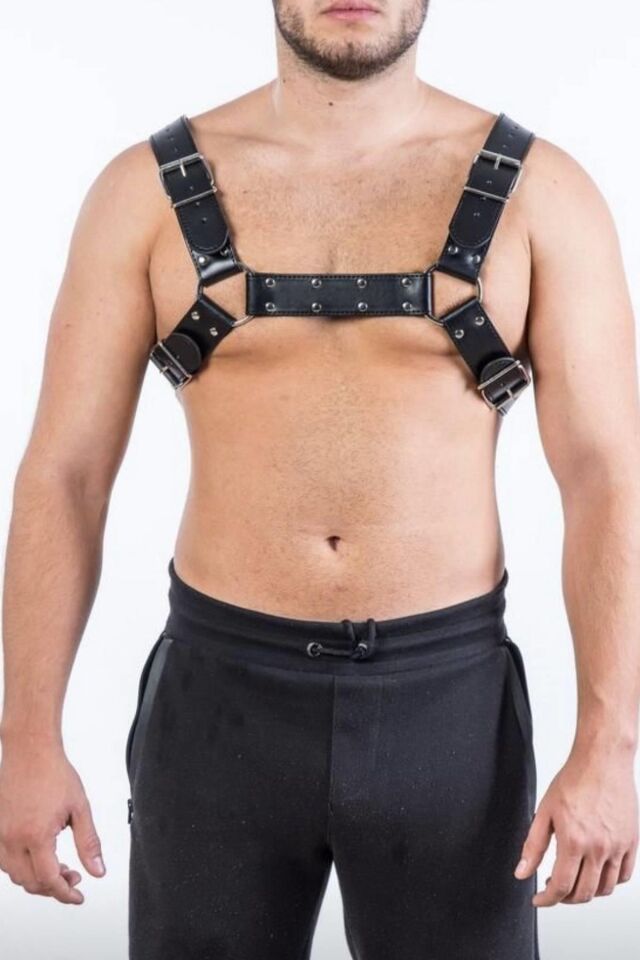Aria's Closet Erkek Deri Omuz Detaylı Harness Aksesuar
