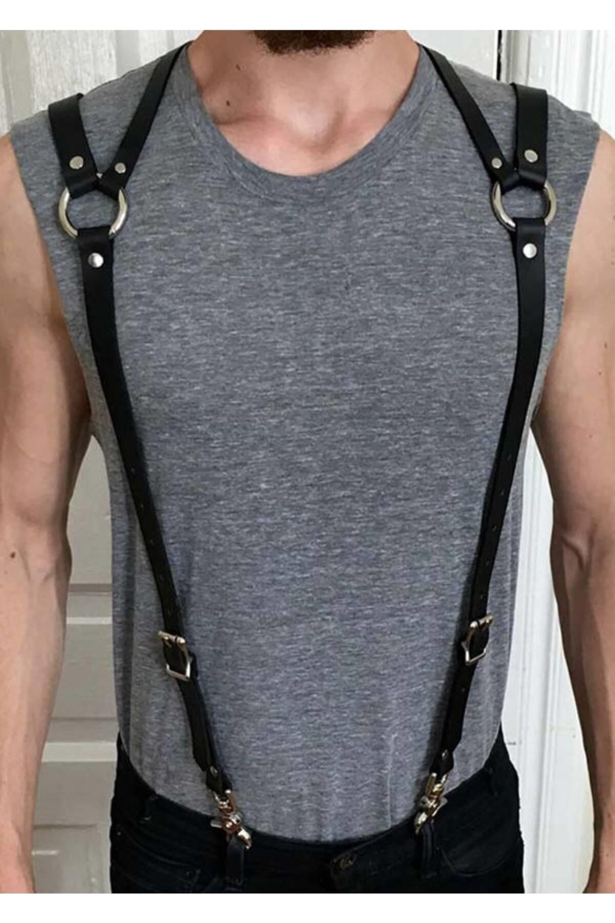 Aria's Closet Erkek Deri Sırt Bağlantılı Pantolon Askısı