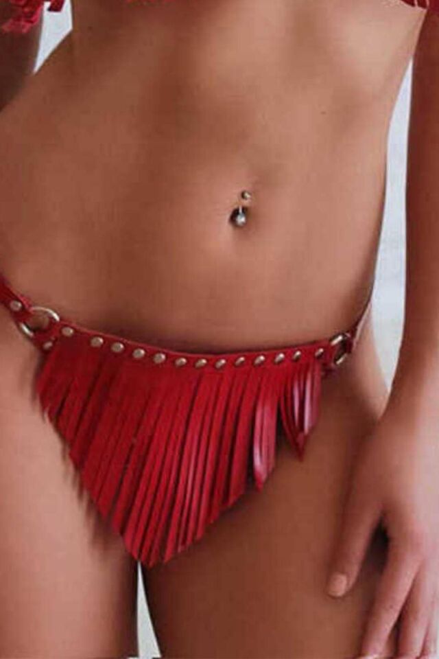 Aria's Closet Yumuşak Deri Harness Fantezi Tanga