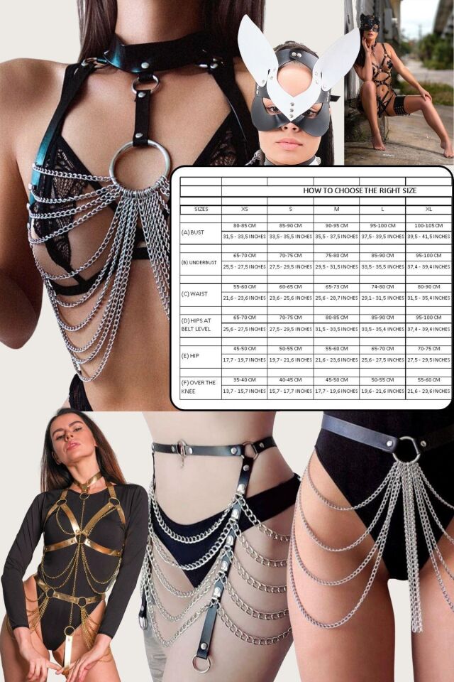 Aria's Closet Deri Fantezi Zincirli Tek Bacak Jartiyer SEXİ H0015