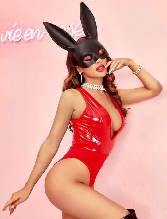 Aria's Closet Parlak Kırmızı Deri Fantezi Babydoll