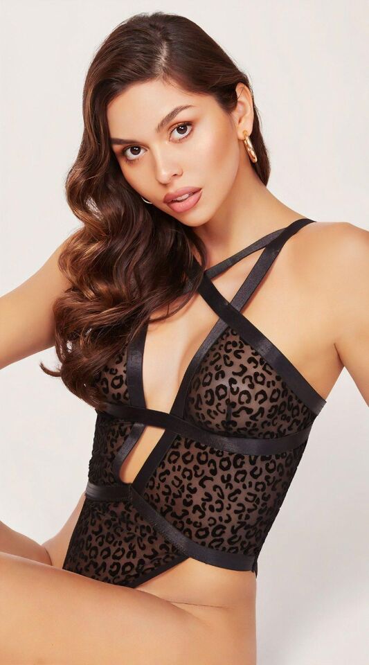 Aria's Closet Siyah Transparan İp Detaylı Fantezi Babydoll
