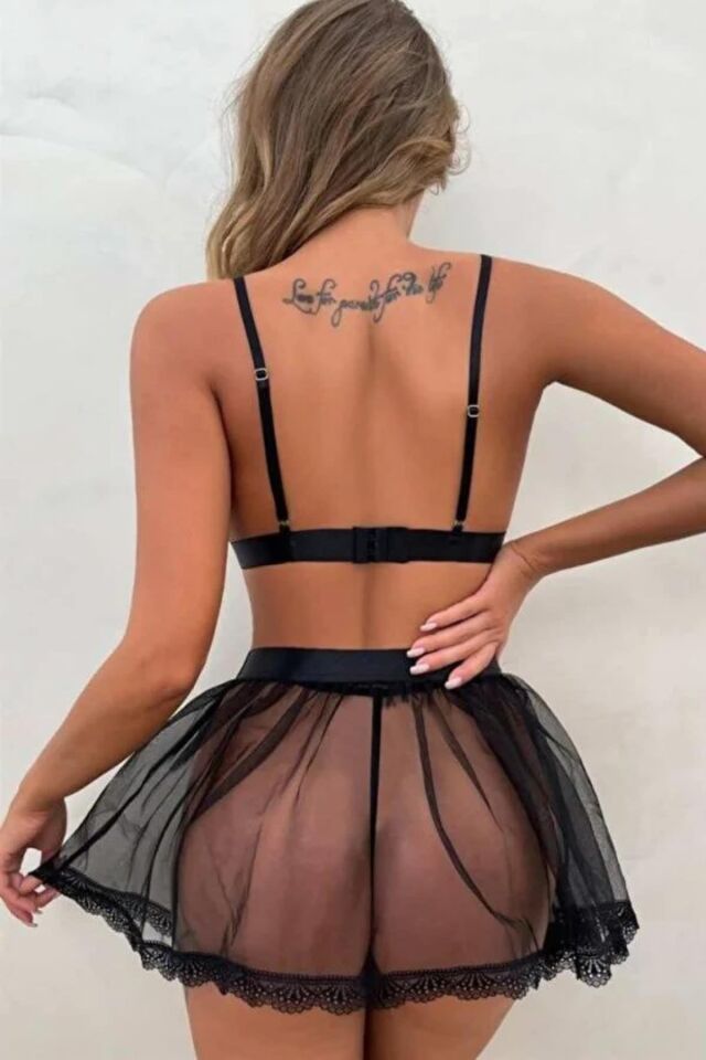 Aria's Closet Alt Üst İkili Tül Fantezi Gecelik