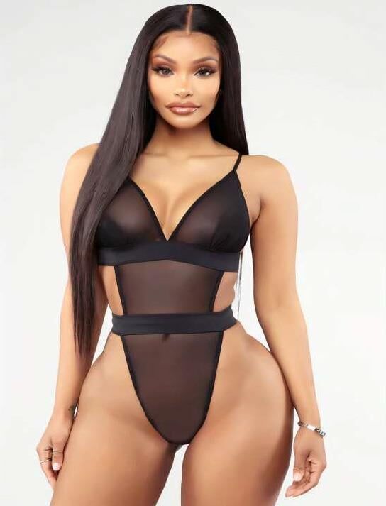 Aria's Closet Siyah Transparan Tül Fantezi Babydoll