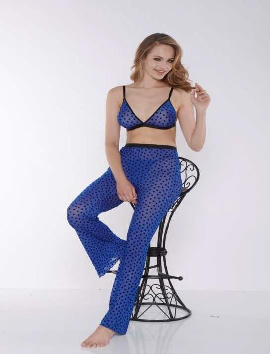 Aria's Closet Mavi Transparan Fantezi Sütyen Pijama Takımı