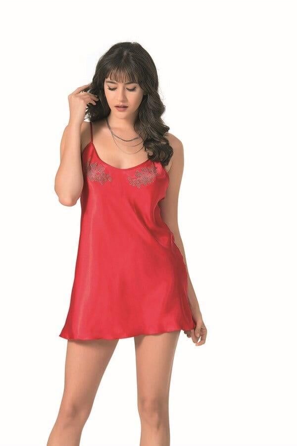Aria's Closet Kırmızı Kısa Saten Gecelik