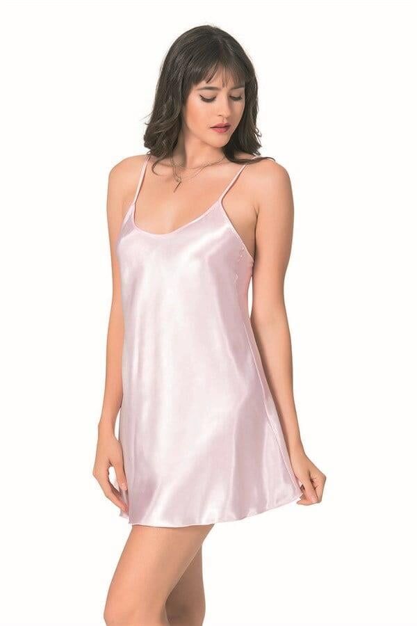 Aria's Closet Pembe Kısa Saten Gecelik