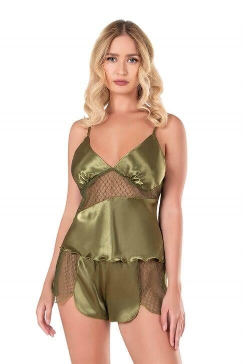Aria's Closet Haki Saten Babydoll Şort Takımı 9112