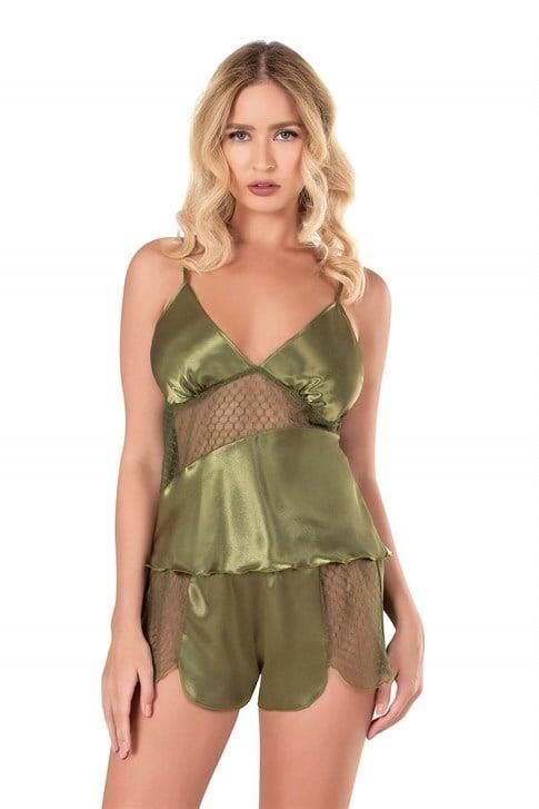 Aria's Closet Haki Saten Babydoll Şort Takımı 9112