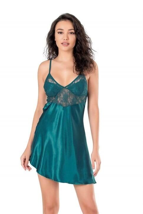 Aria's Closet Petrol Kısa Saten Gecelik 8100