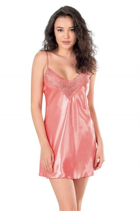 Aria's Closet Mercan Kısa Saten Gecelik 8102