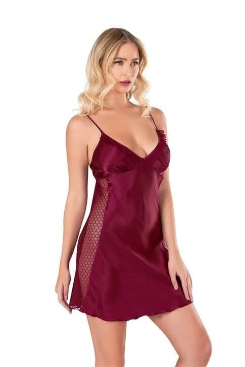 Aria's Closet Bordo Kısa Saten Gecelik 8105