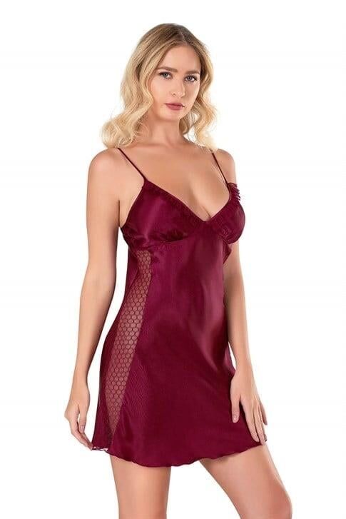 Aria's Closet Bordo Kısa Saten Gecelik 8105