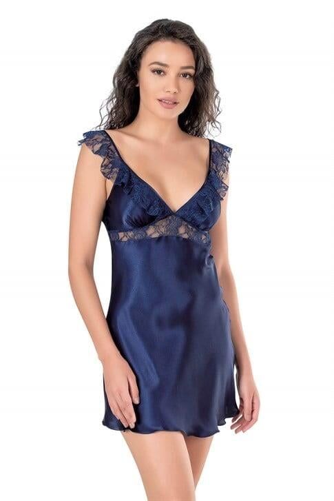 Aria's Closet Lacivert Kısa Saten Gecelik 8108