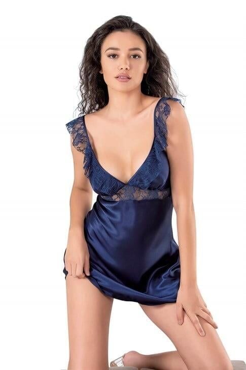 Aria's Closet Lacivert Kısa Saten Gecelik 8108