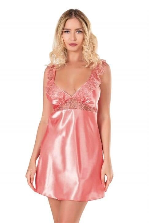 Aria's Closet Mercan Kısa Saten Gecelik 8108