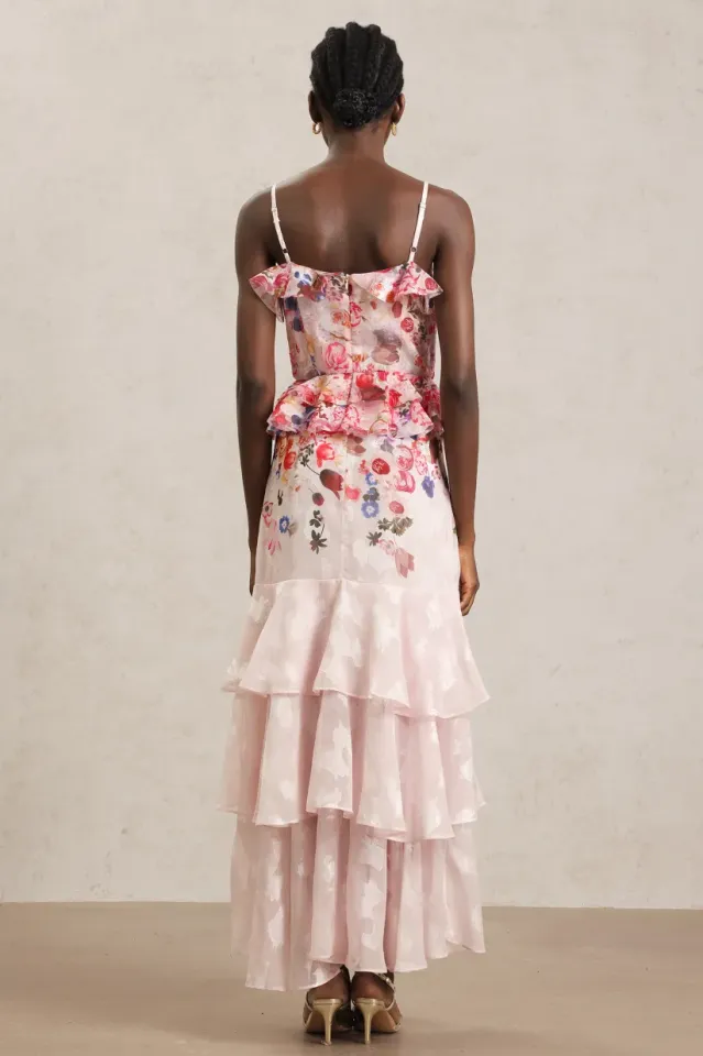 İTHAL Tihila Folds Halter Çiçek Baskılı Uzun Elbise