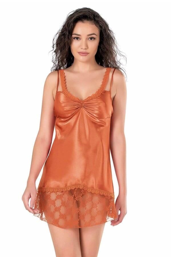 Aria's Closet Oranj Kısa Saten Gecelik 8113