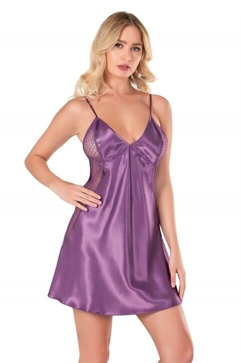 Aria's Closet Lila Kısa Saten Gecelik 8114