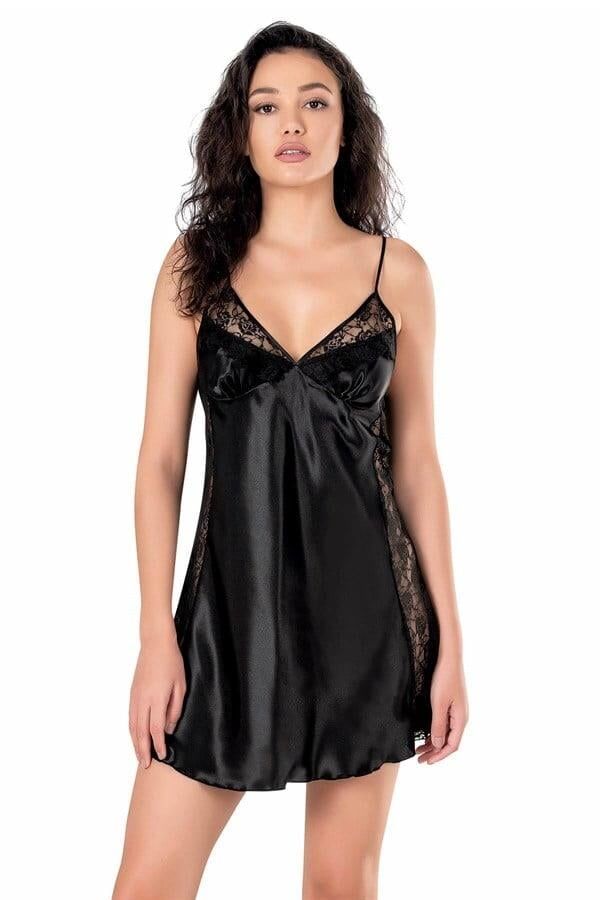 Aria's Closet Siyah Kısa Saten Gecelik 8128