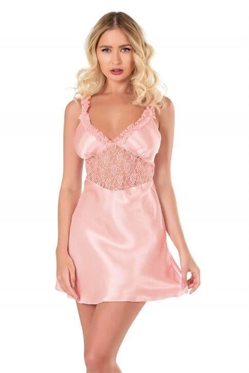 Aria's Closet Somon Kısa Saten Gecelik 8129