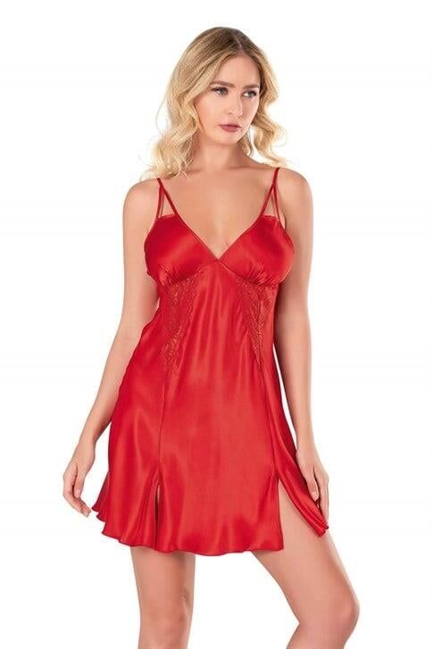 Aria's Closet Kırmızı Kısa Saten Gecelik 8131