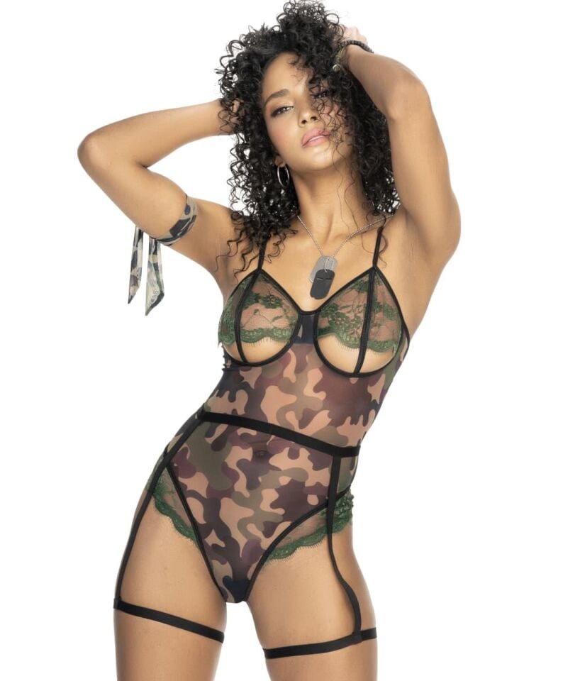 Aria's Closet Dantel İşlemeli Fantezi Body Asker Kostümü