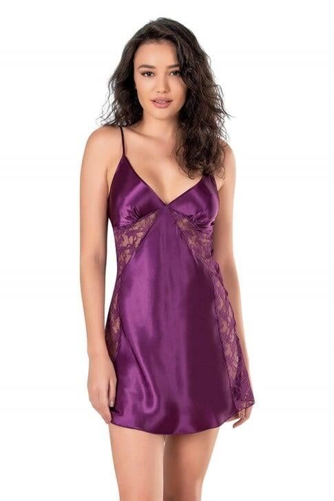 Aria's Closet Mor Kısa Saten Gecelik 8136