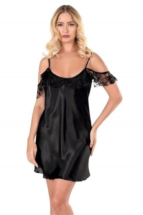 Aria's Closet Siyah Kısa Saten Gecelik 8140