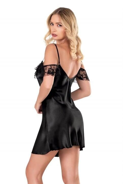 Aria's Closet Siyah Kısa Saten Gecelik 8140