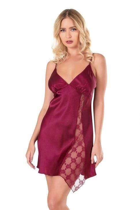 Aria's Closet Bordo Kısa Saten Gecelik 8142