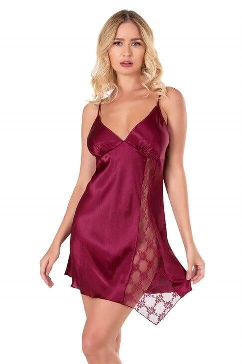 Aria's Closet Bordo Kısa Saten Gecelik 8142