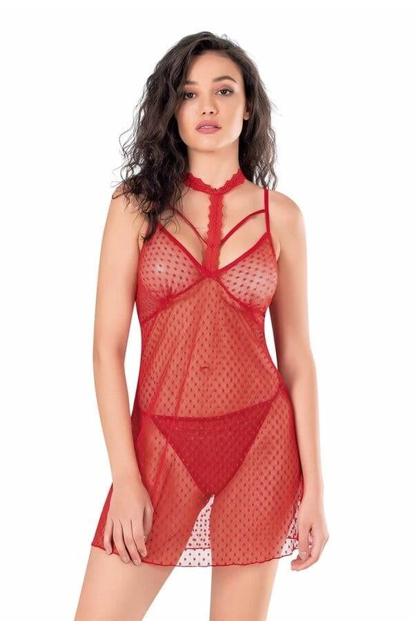 Aria's Closet Kırmızı Kısa Tül Gecelik 4112