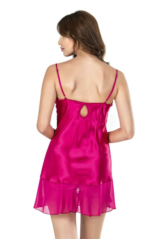 Aria's Closet Vişne Kısa İkili Saten Sabahlık Gecelik Takımı