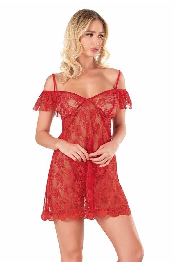 Aria's Closet Kırmızı Kısa Tül Gecelik 4118