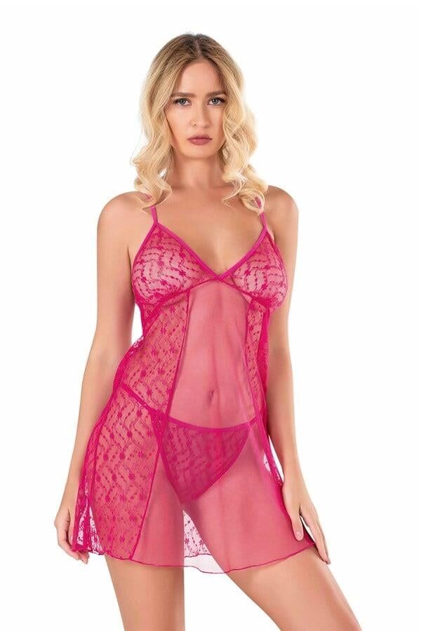 Aria's Closet Fuşya Kısa Tül Gecelik 4120