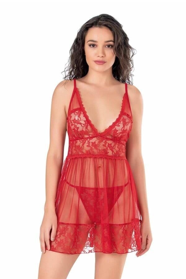 Aria's Closet Kırmızı Kısa Tül Gecelik 4122