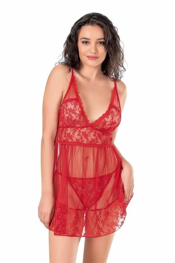 Aria's Closet Kırmızı Kısa Tül Gecelik 4122