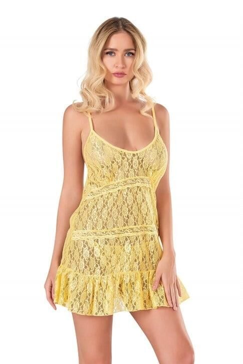 Aria's Closet Sarı Kısa Tül Gecelik 4124