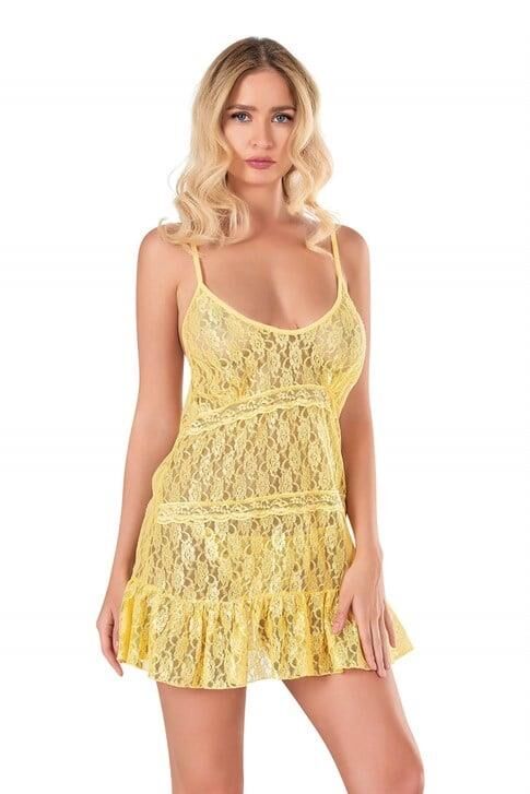 Aria's Closet Sarı Kısa Tül Gecelik 4124