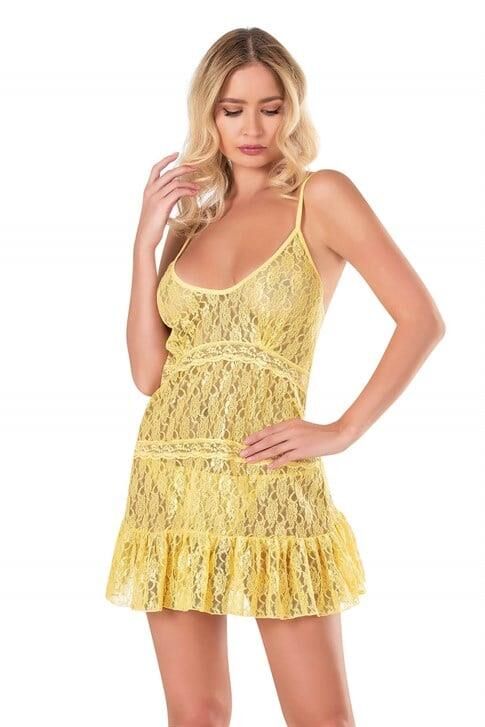 Aria's Closet Sarı Kısa Tül Gecelik 4124