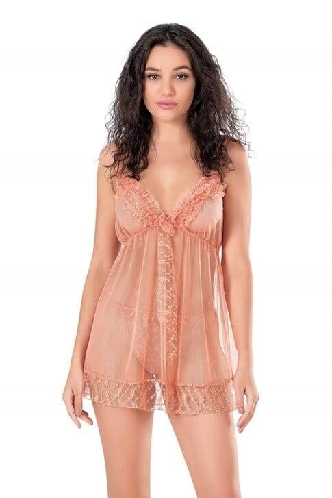 Aria's Closet Koral Kısa Tül Gecelik 4125