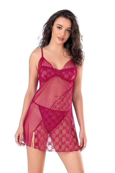 Aria's Closet Vişne Kısa Tül Gecelik 4127
